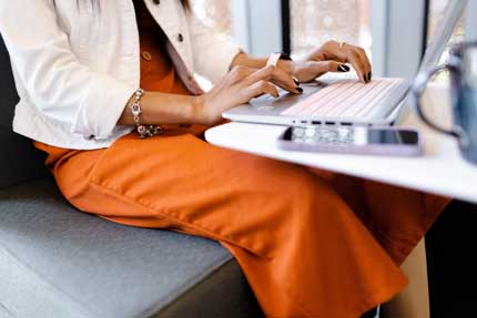 A woman using a laptop