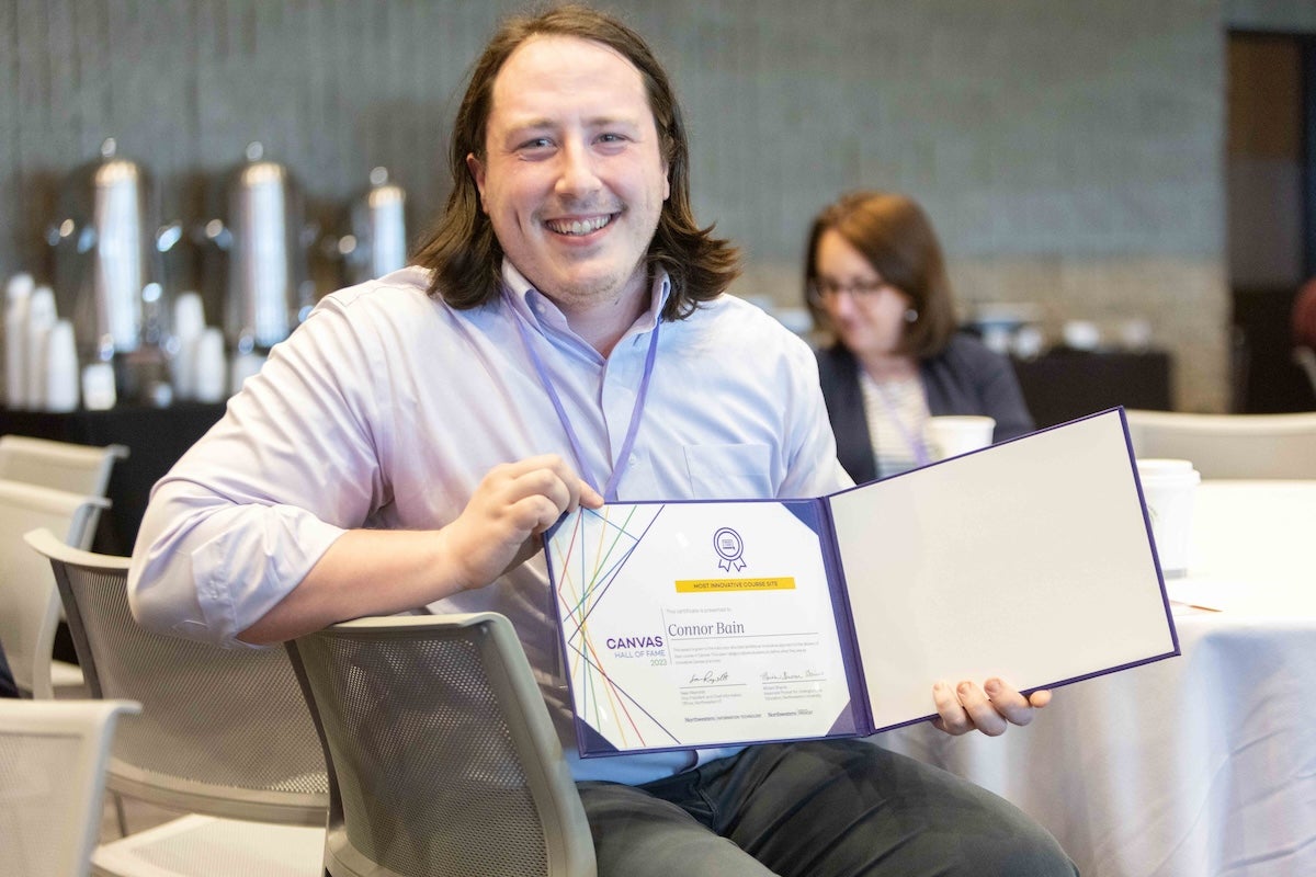 Connor Bain, Assistant Professor, Department of Computer Science, Northwestern University, winner in the Northwestern Canvas Hall of Fame Most Innovative Course category, 2024