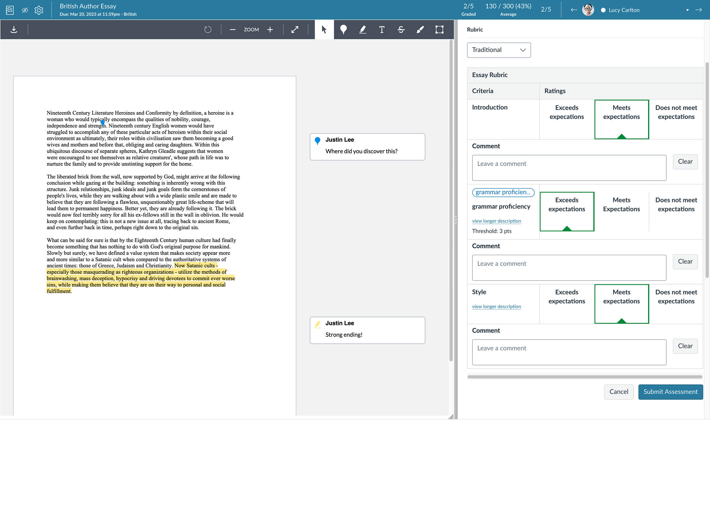 Canvas Gradebook
