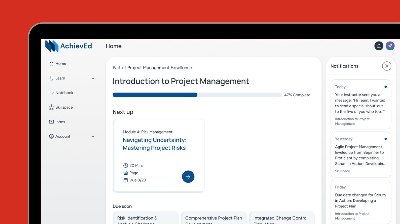 screenshot of Canvas Career dashboard on a red background