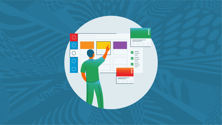 animated image of man selecting modules within Canvas LMS