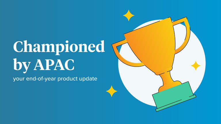 Championed by APAC text on a blue background with an image of a trophy