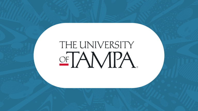 University of Tampa logo on white and blue background