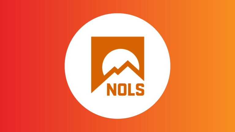 NOLS logo on a red to orange gradient background