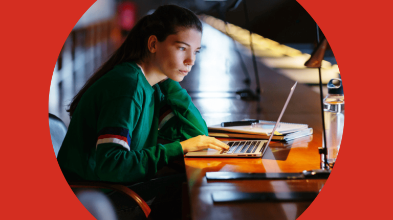 Woman using a laptop