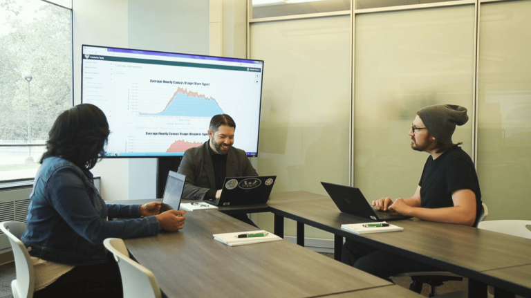 people discussing in an office